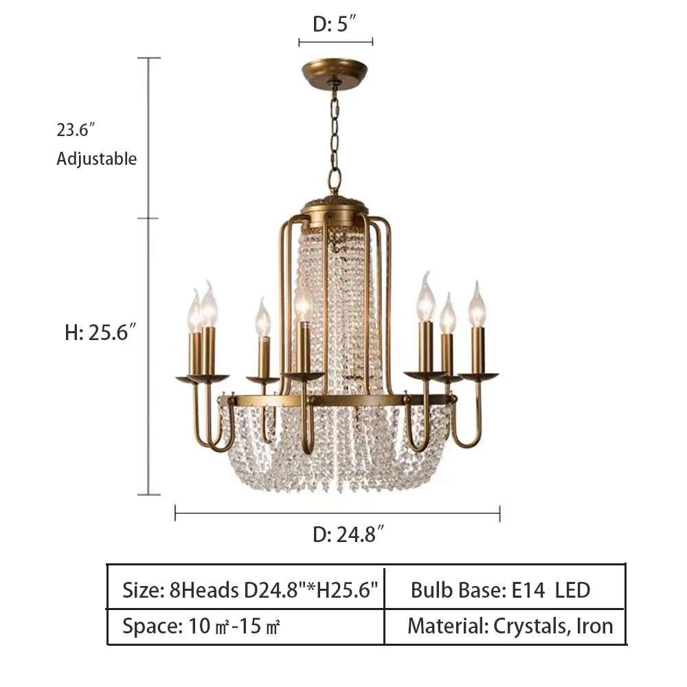Vintage Crystal Pendant Candle Light in Antique Gold Finish Chandelier for Living Room/Bedroom - Image 11