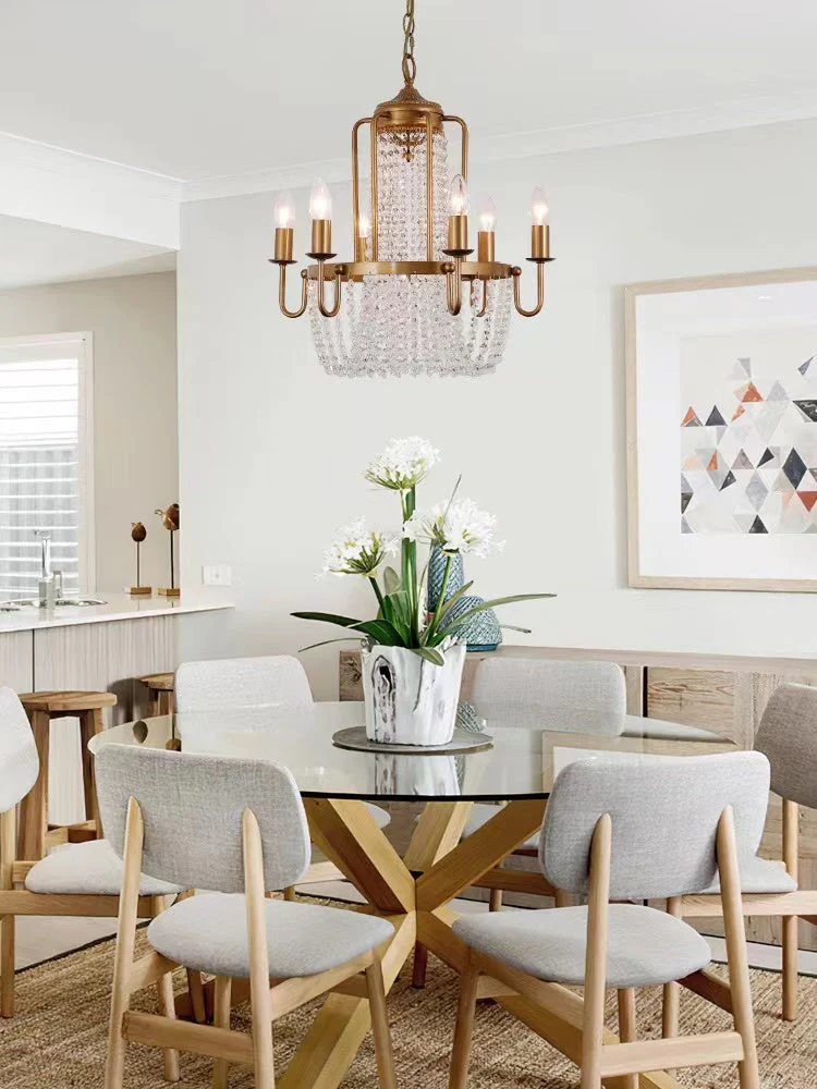Vintage Crystal Pendant Candle Light in Antique Gold Finish Chandelier for Living Room/Bedroom - Image 6