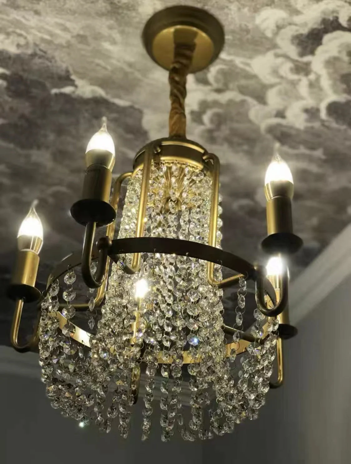 Vintage Crystal Pendant Candle Light in Antique Gold Finish Chandelier for Living Room/Bedroom - Image 7
