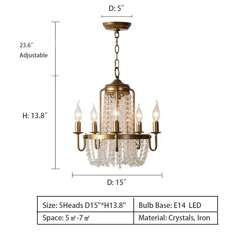 Vintage Crystal Pendant Candle Light in Antique Gold Finish Chandelier for Living Room/Bedroom - Image 9