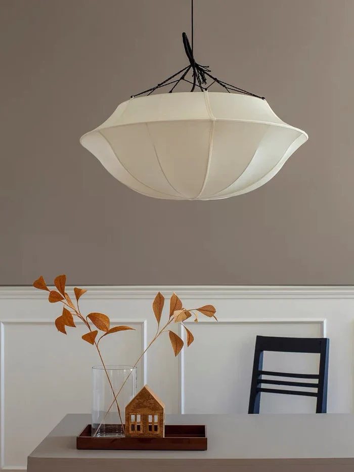 Vintage French Style Cream White Silk Umbrella Chandelier - Image 4