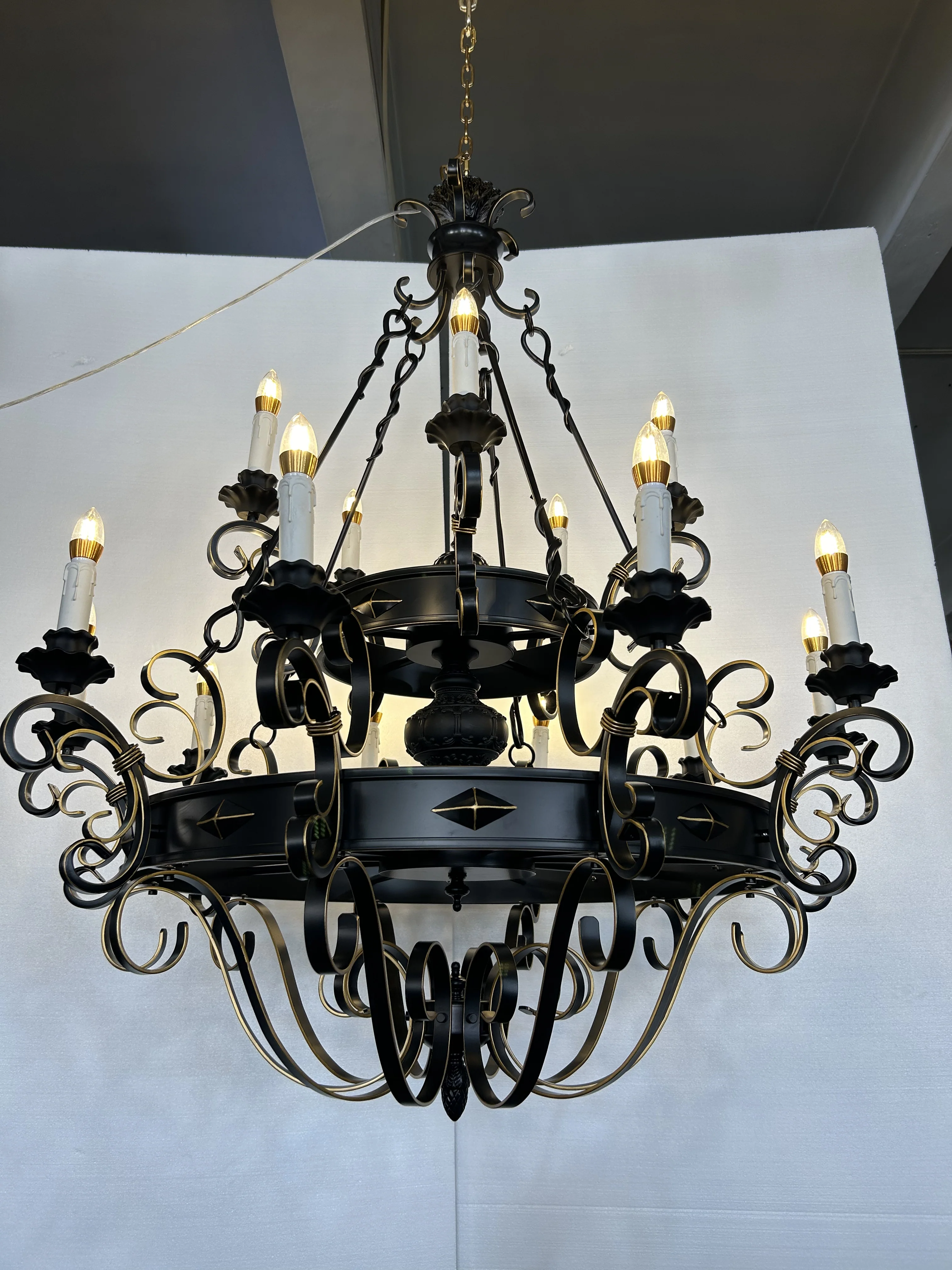 Vintage Iron Simple Candle Art Chandelier for Living Room / Villa / Stairs - Image 11