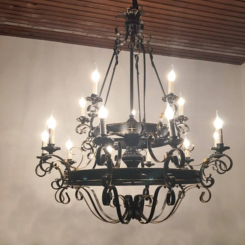 Vintage Iron Simple Candle Art Chandelier for Living Room / Villa / Stairs - Image 2