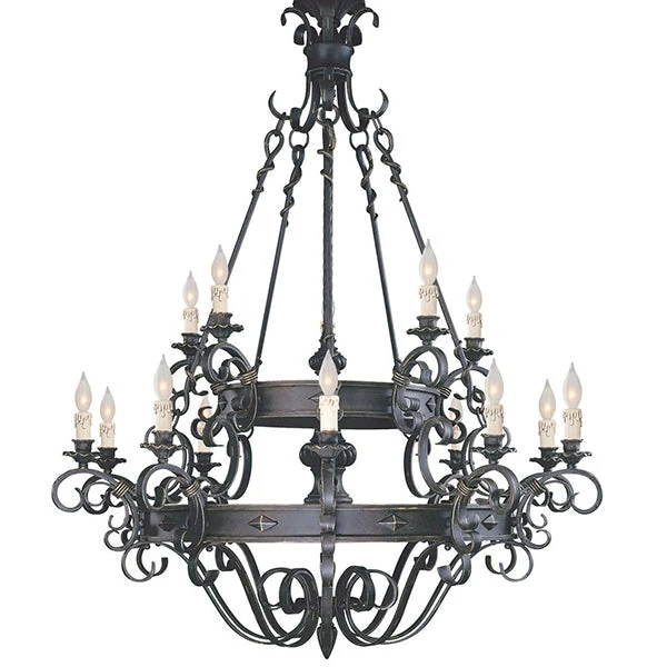 Vintage Iron Simple Candle Art Chandelier for Living Room / Villa / Stairs - Image 4