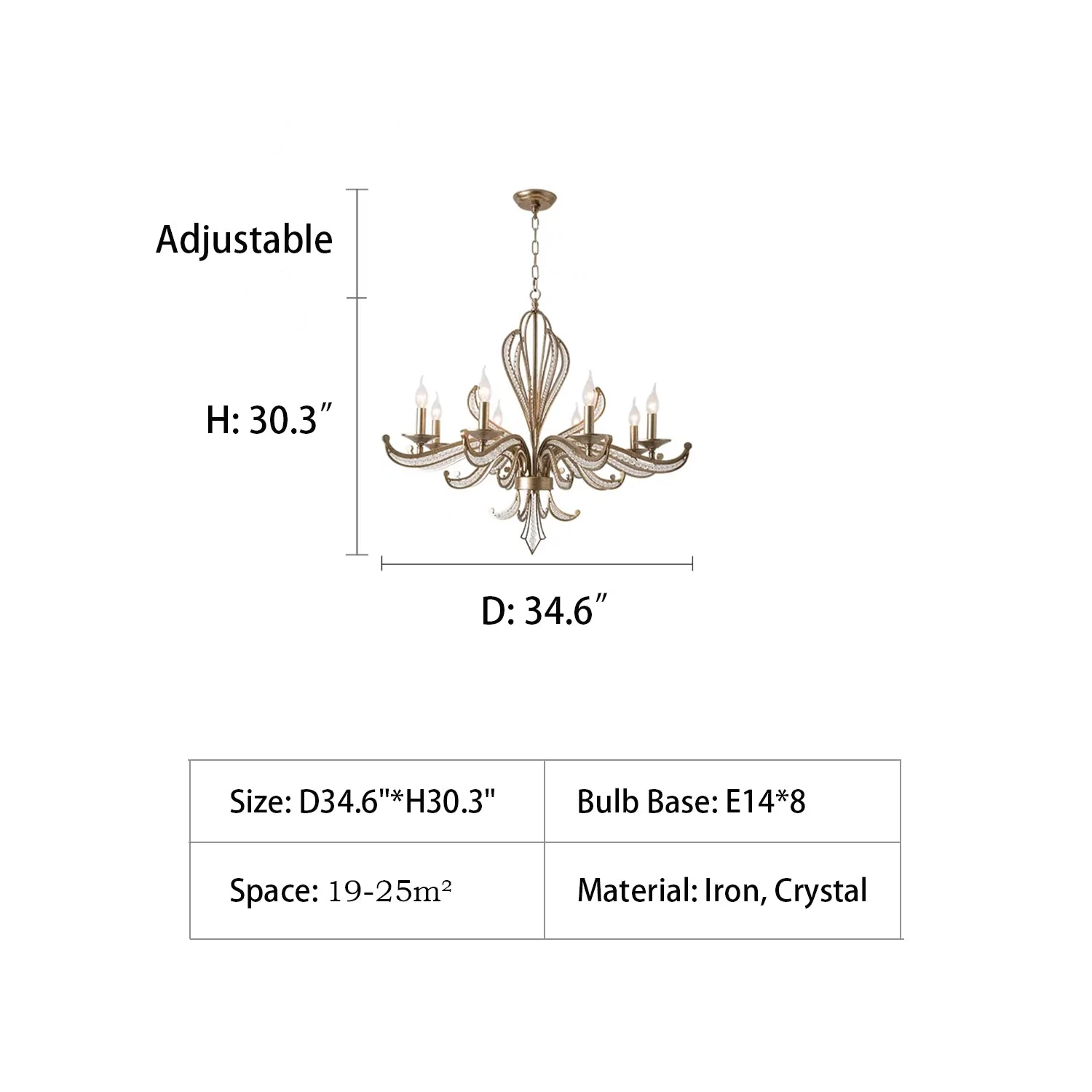 Vintage Style Silver Candle Chandelier for Living Room/Dining Room - Image 10