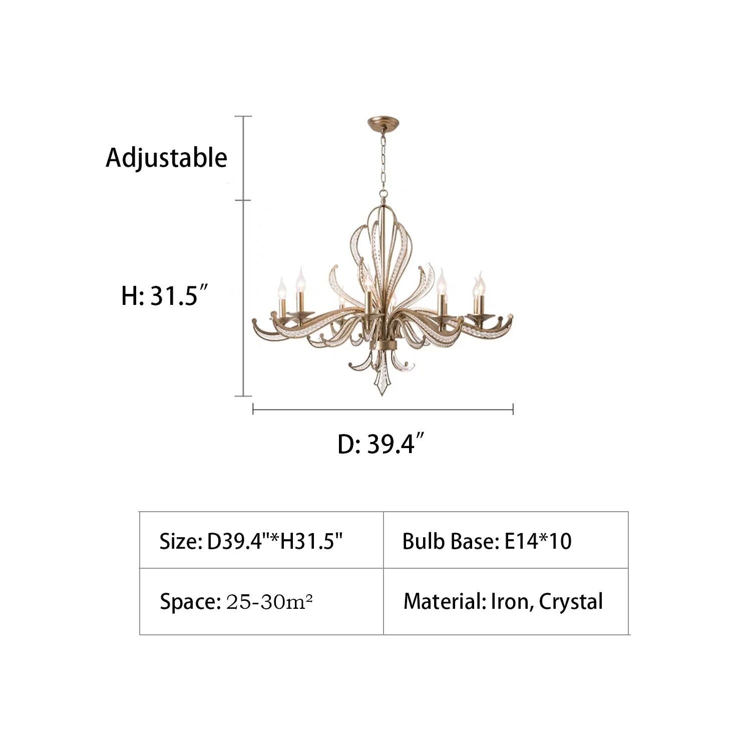 Vintage Style Silver Candle Chandelier for Living Room/Dining Room - Image 11