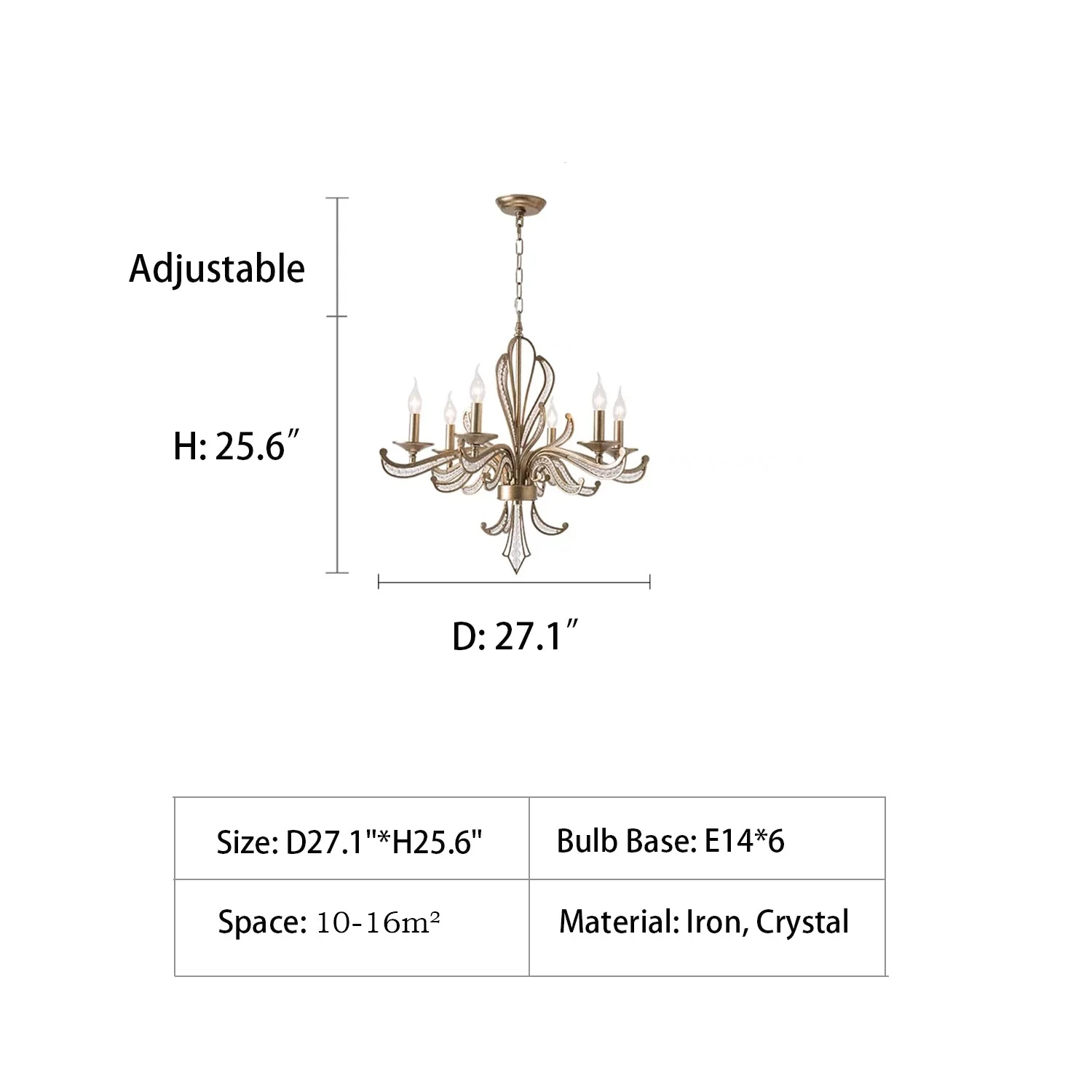 Vintage Style Silver Candle Chandelier for Living Room/Dining Room - Image 9