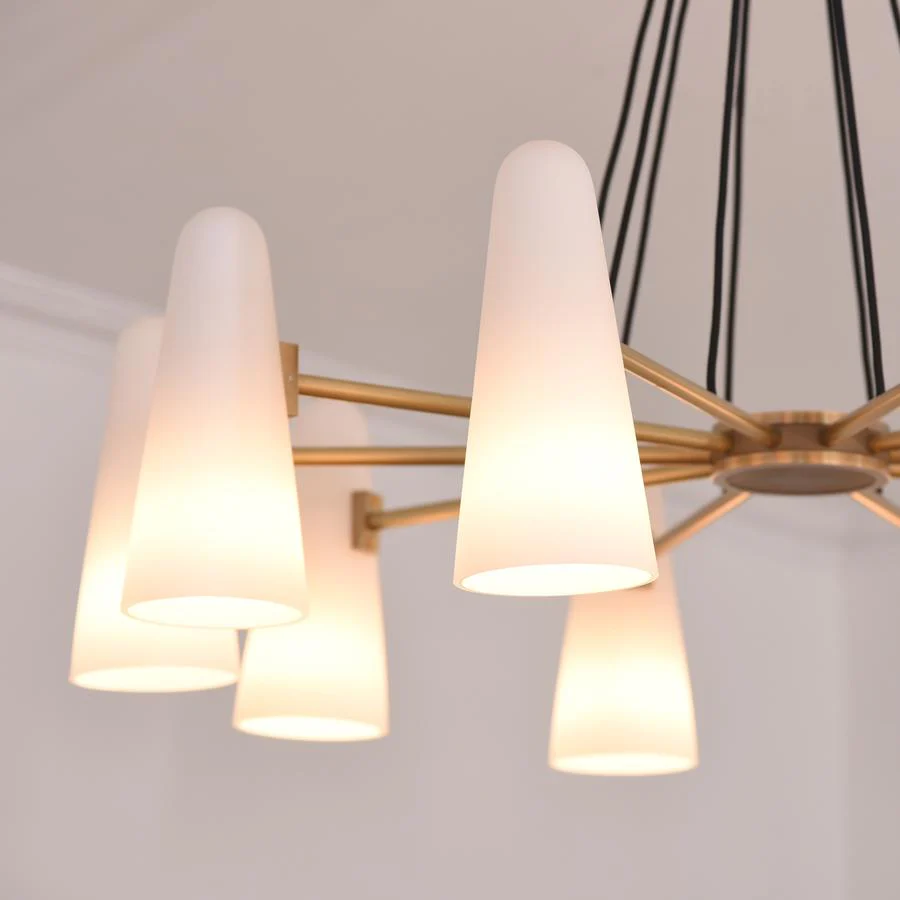 White Ceramics Round Chandelier 44", 10-lights - Image 6