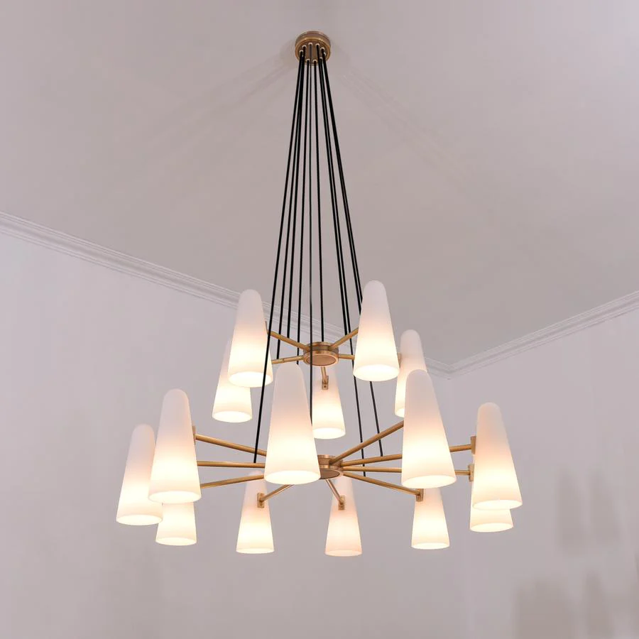 White Ceramics 2-Tier Round Chandelier 44",15-lights - Image 2