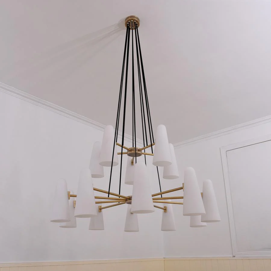 White Ceramics 2-Tier Round Chandelier 44",15-lights - Image 3