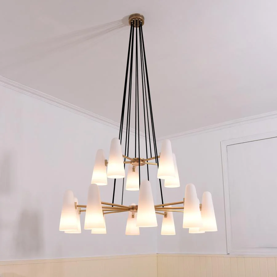White Ceramics 2-Tier Round Chandelier 44",15-lights - Image 6