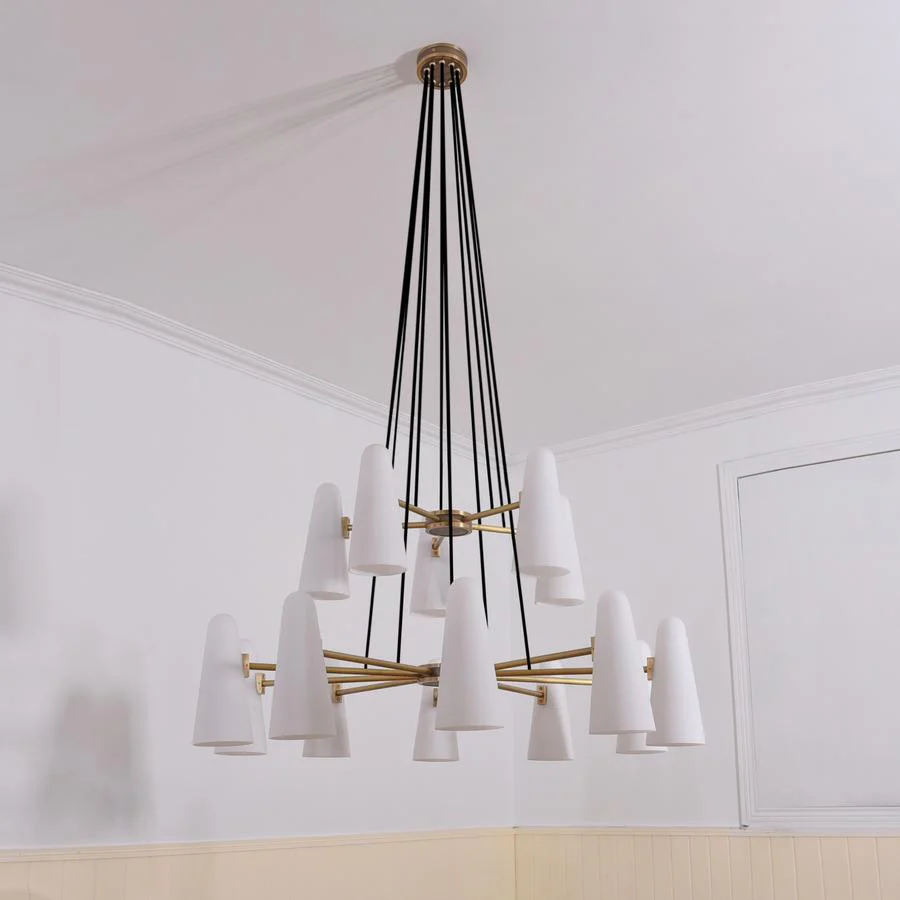 White Ceramics 2-Tier Round Chandelier 44",15-lights - Image 7