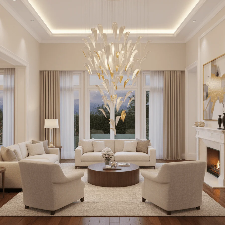 Galaxy White Feather Art Deco Chandelier - Image 10