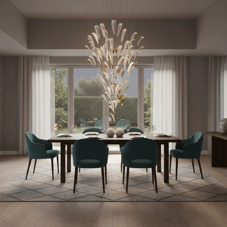 Galaxy White Feather Art Deco Chandelier - Image 12