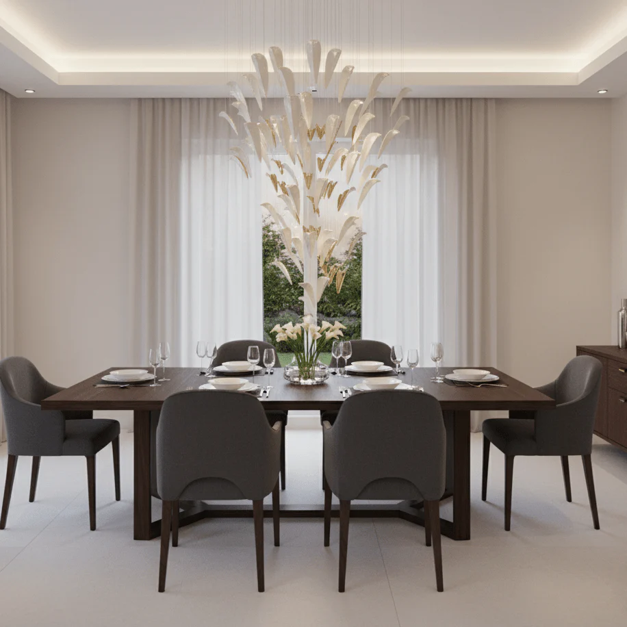 Galaxy White Feather Art Deco Chandelier - Image 13