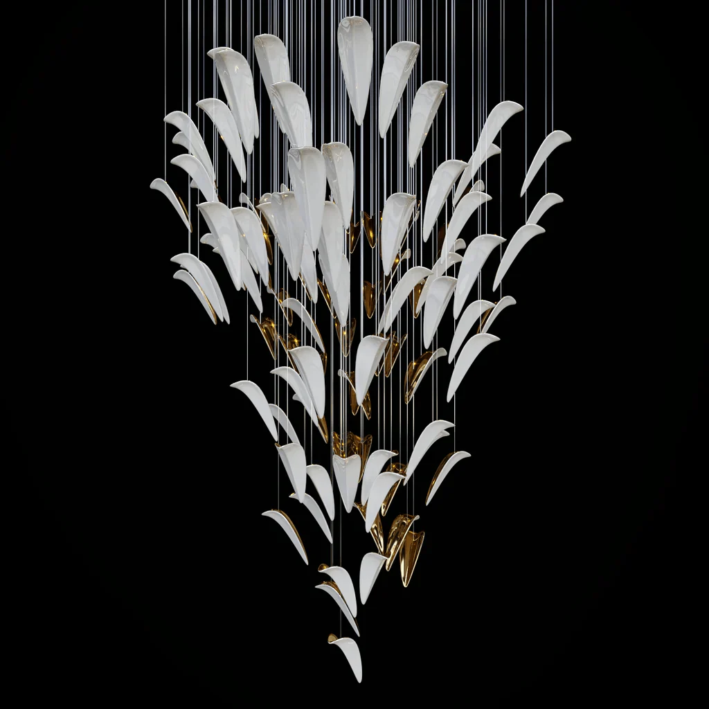 Galaxy White Feather Art Deco Chandelier - Image 14