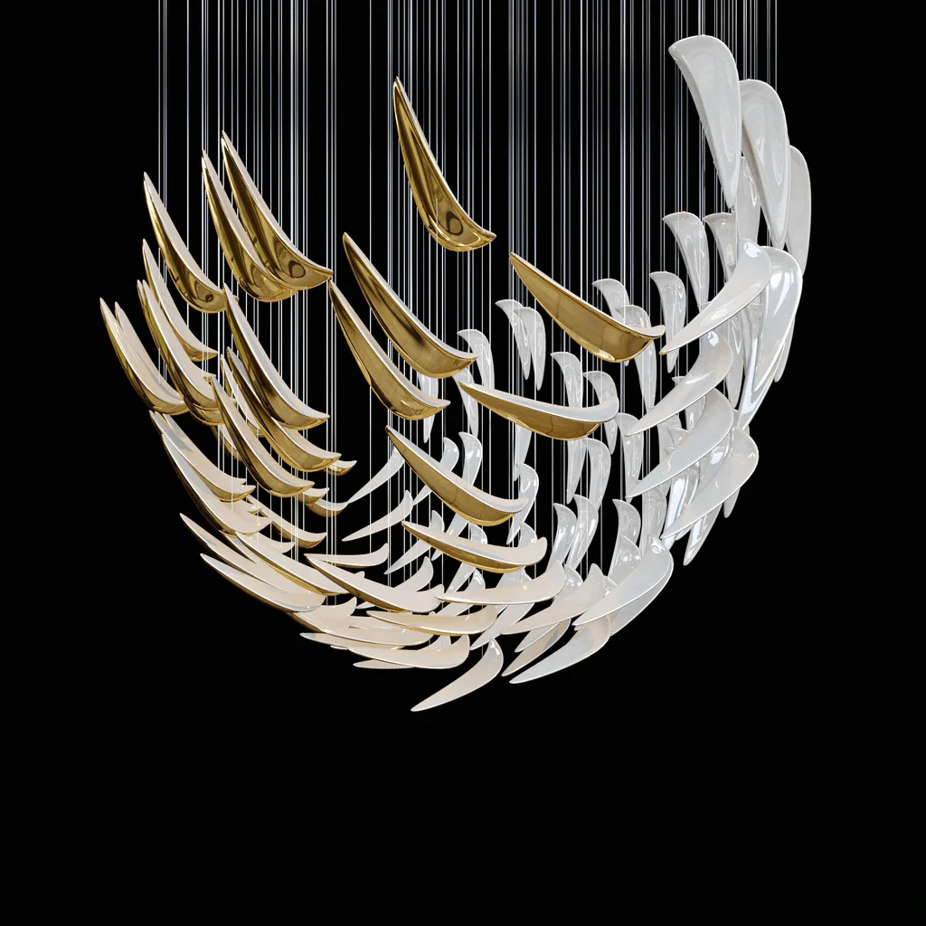 Galaxy White Feather Art Deco Chandelier - Image 15