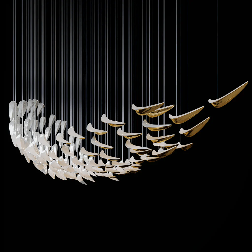 Galaxy White Feather Art Deco Chandelier - Image 16