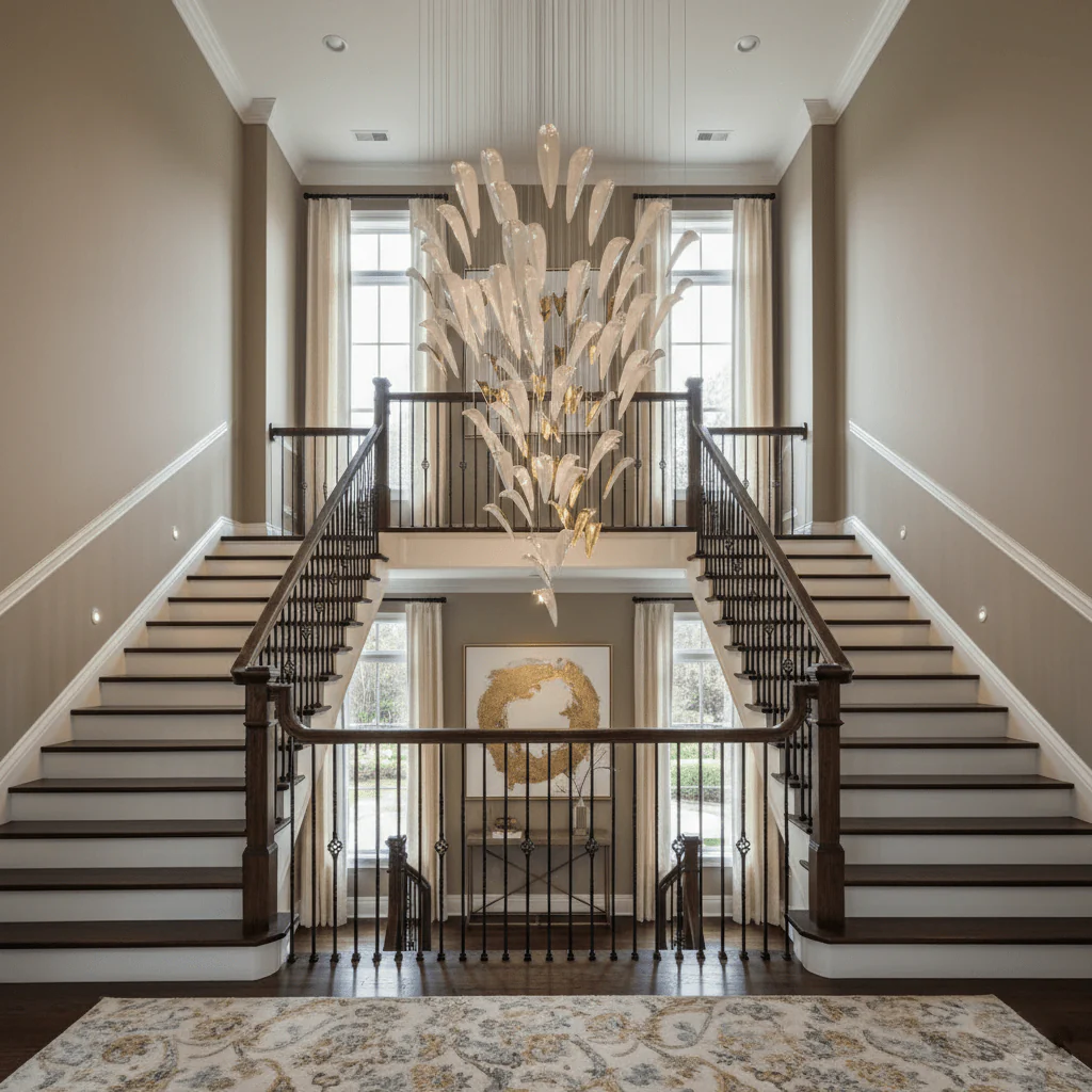 Galaxy White Feather Art Deco Chandelier - Image 2