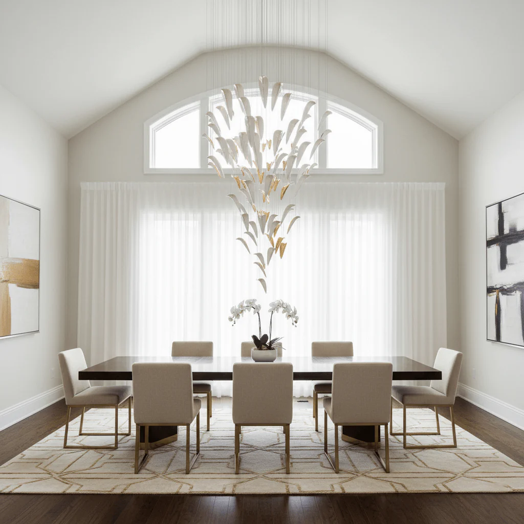 Galaxy White Feather Art Deco Chandelier - Image 3