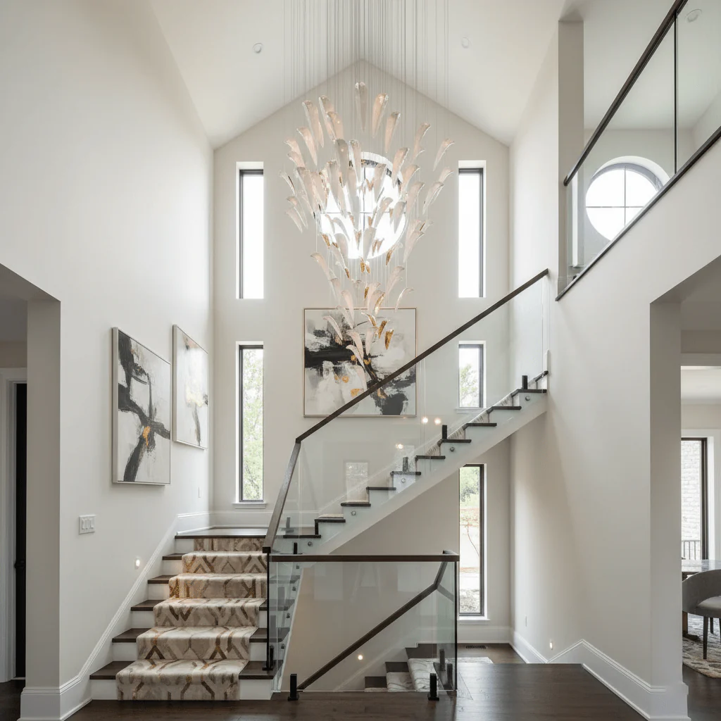 Galaxy White Feather Art Deco Chandelier - Image 5