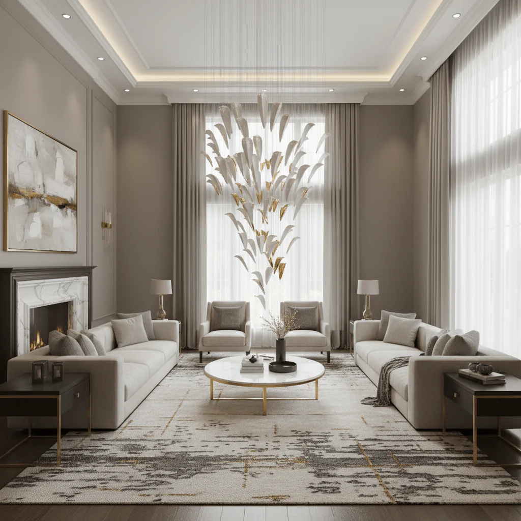 Galaxy White Feather Art Deco Chandelier - Image 7