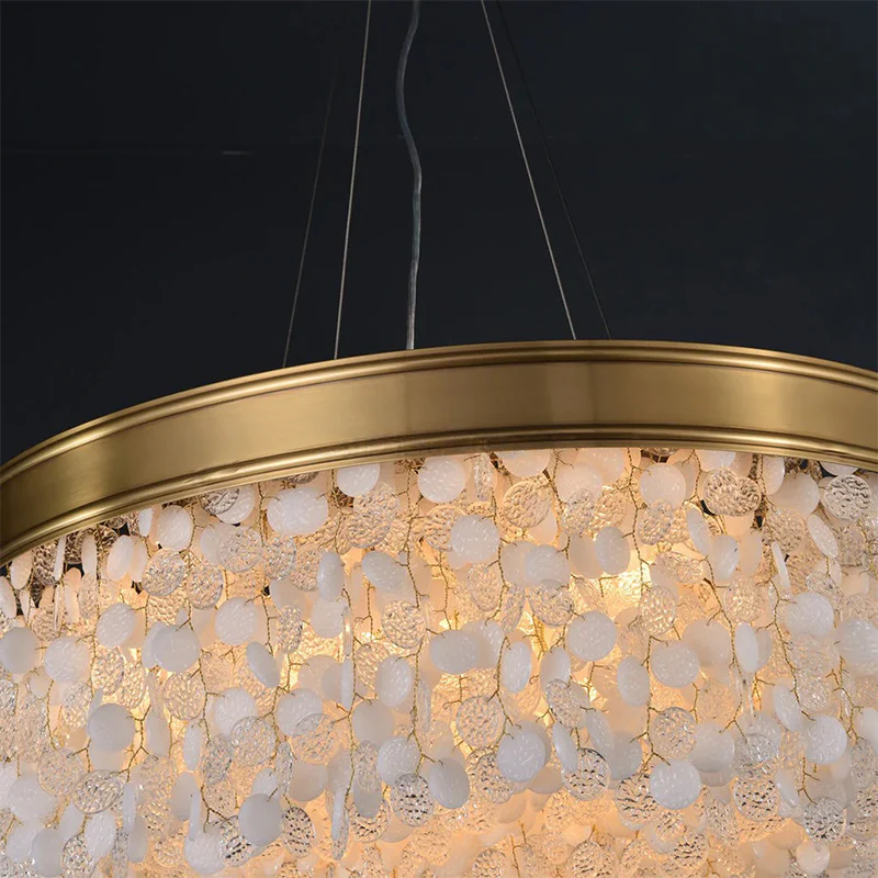 White Leaves Brass Framework Round Chandelier - Image 5