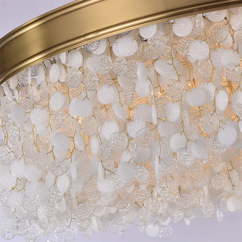 White Leaves Brass Framework Round Chandelier - Image 6