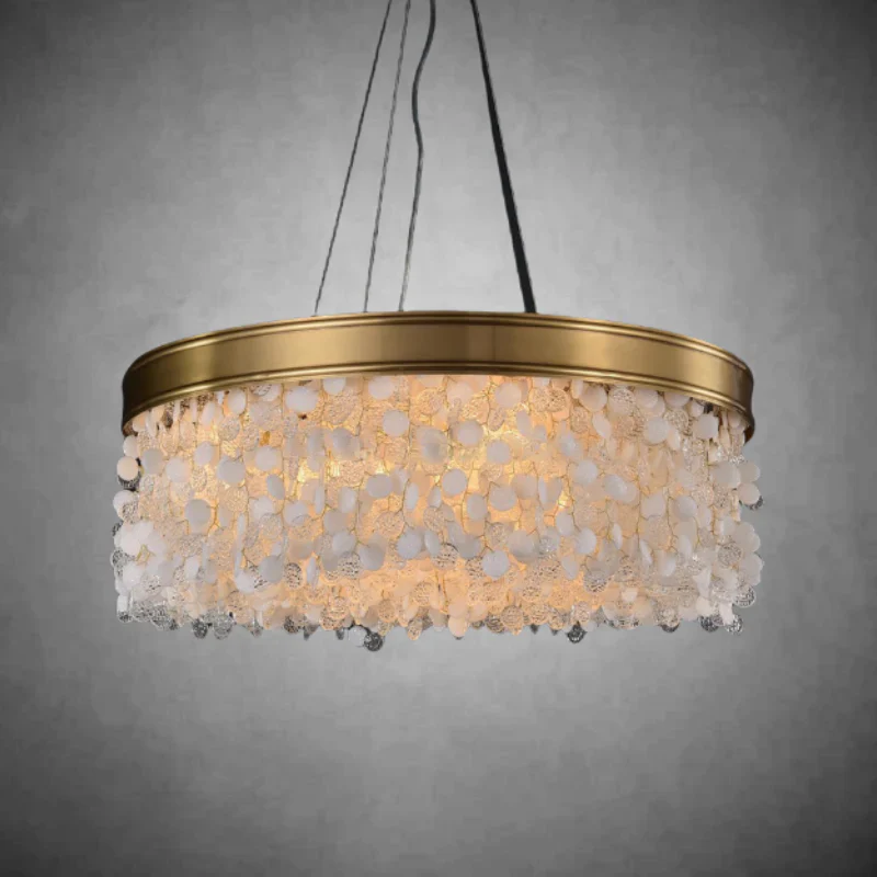 White Leaves Brass Framework Round Chandelier - Image 7