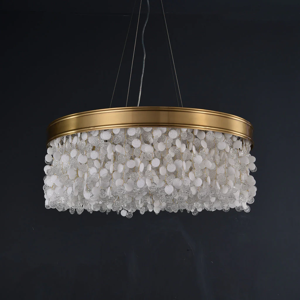 White Leaves Brass Framework Round Chandelier - Image 3