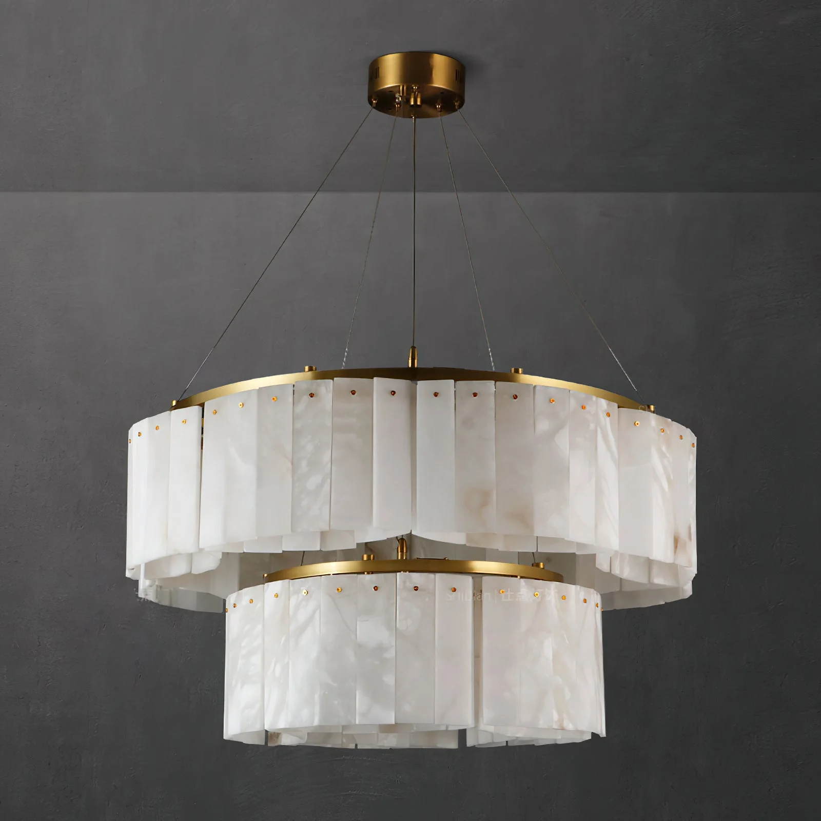 Lysander Modern Two- Tier Alabaster Chandelier Lighting - Image 10