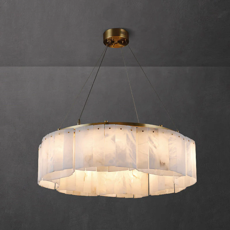 Lysander Modern Two- Tier Alabaster Chandelier Lighting - Image 9