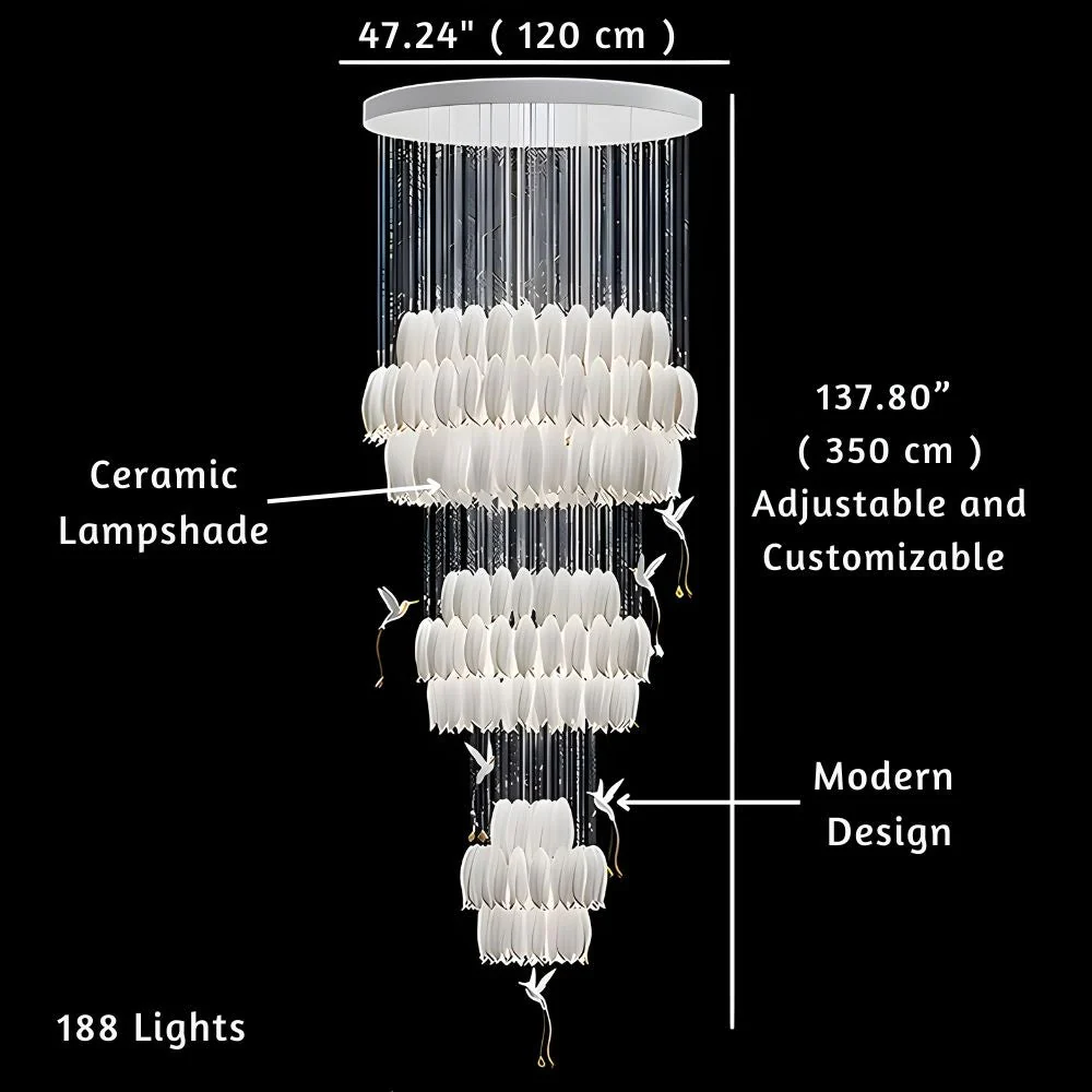 Ceramic Tulip Cascade Staircase Chandelier - Image 10