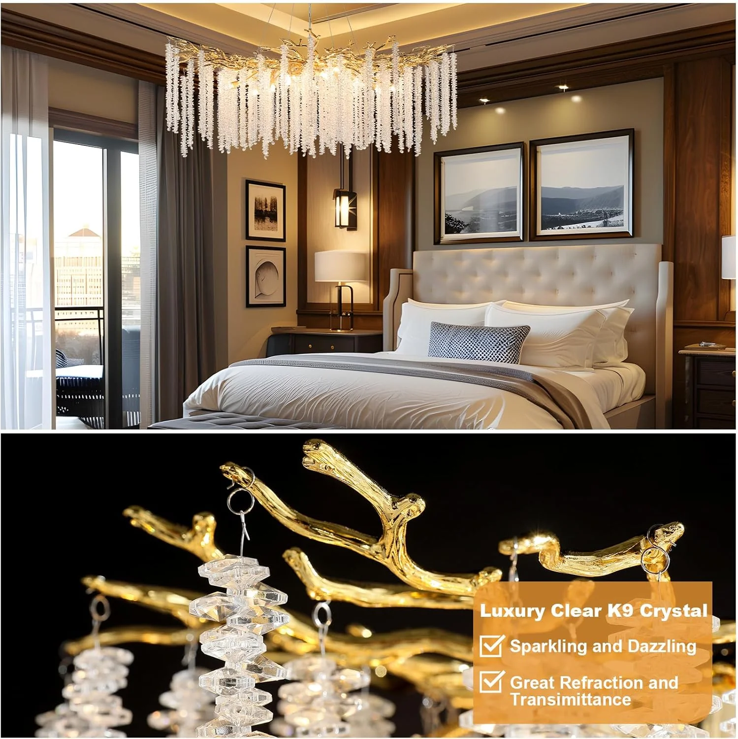 Modern Crystal Chandelier: 47.2" Gold Tree Branch Pendant Light Fixture - Image 5