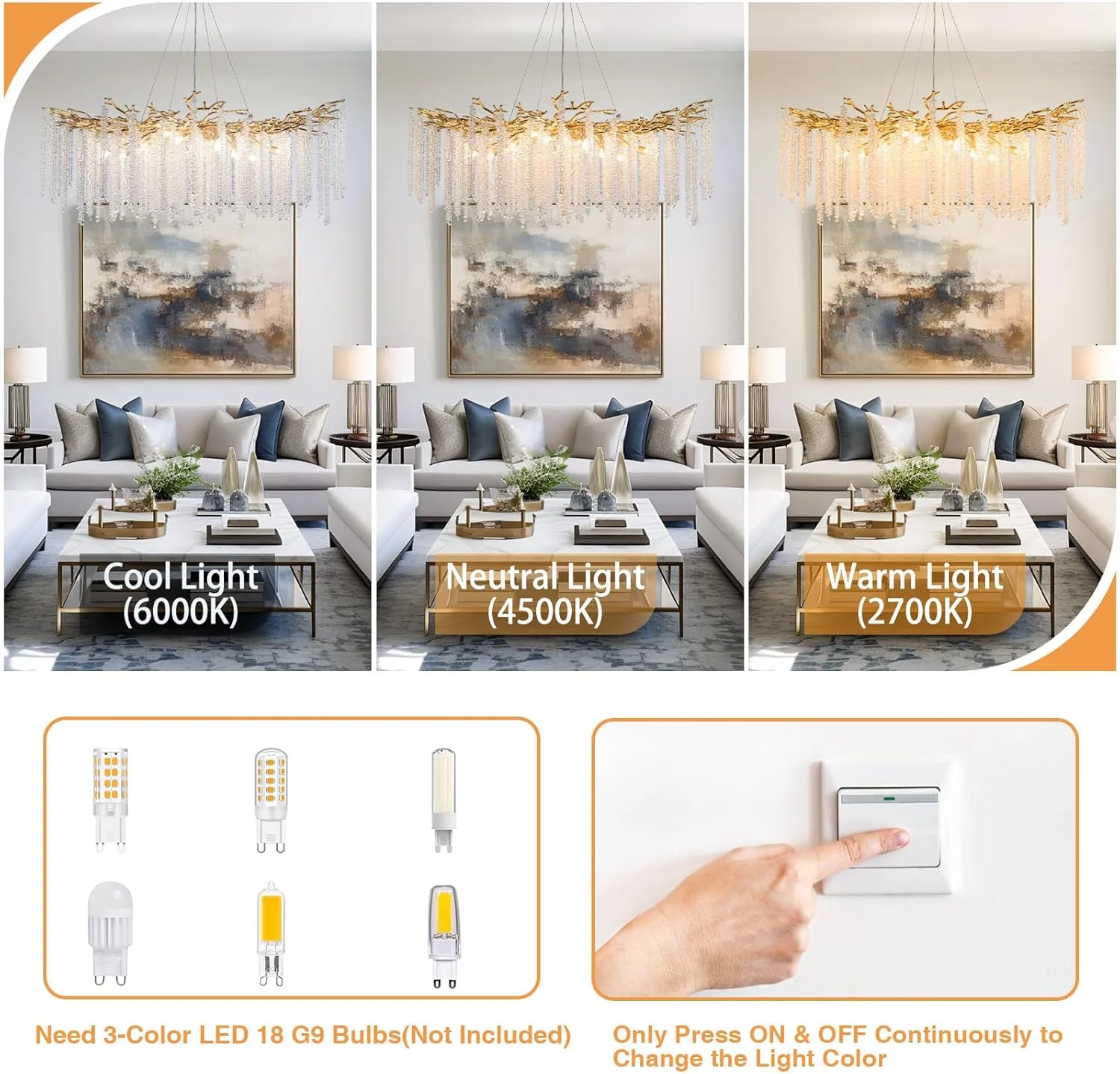Modern Crystal Chandelier: 47.2" Gold Tree Branch Pendant Light Fixture - Image 7