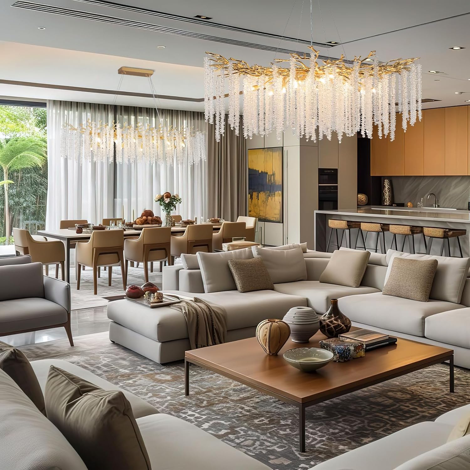 Modern Crystal Chandelier: 47.2" Gold Tree Branch Pendant Light Fixture - Image 8